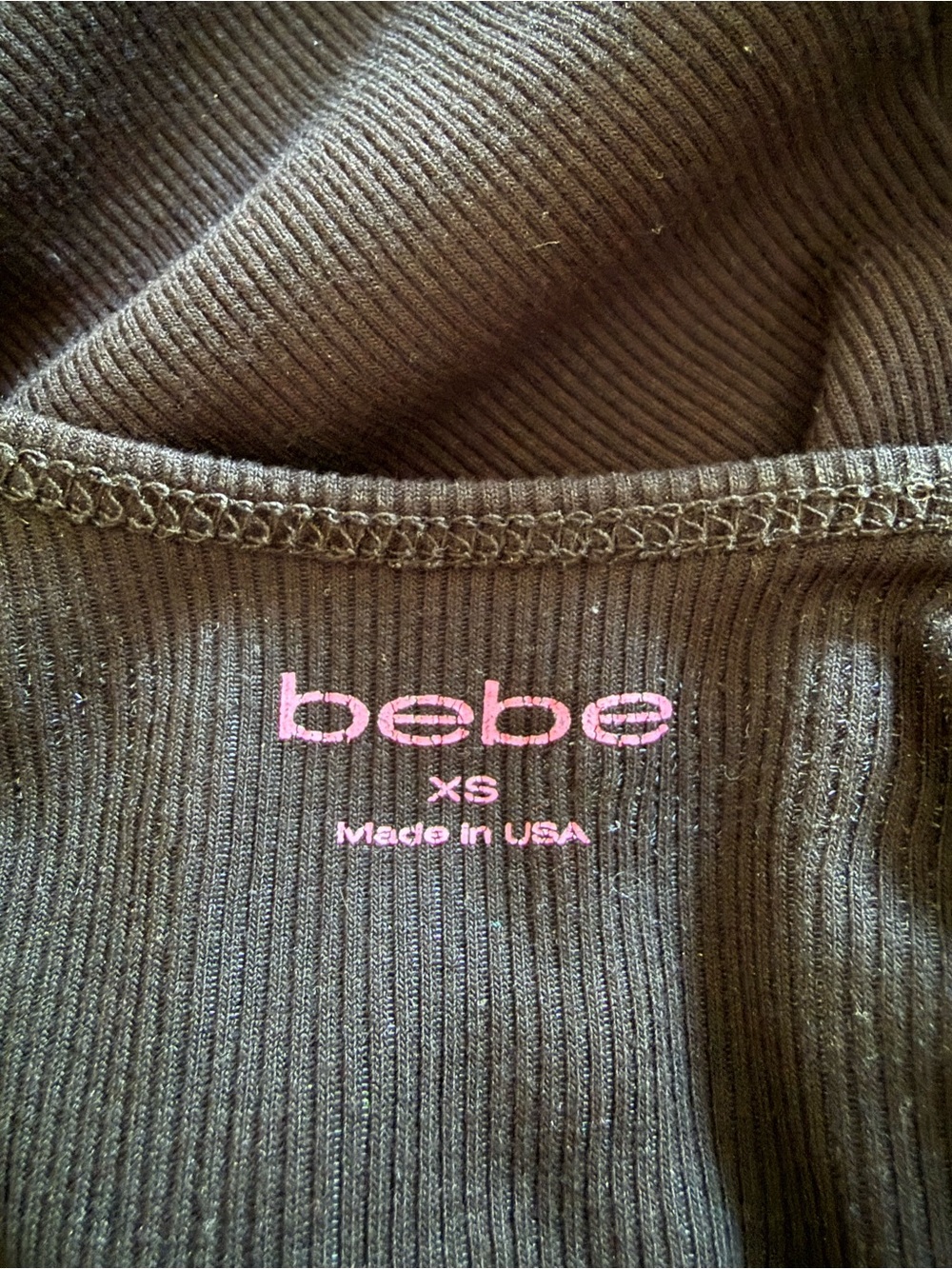 bebe Black Rhinestone Logo Ribbed Tank - Picture 4 of 4